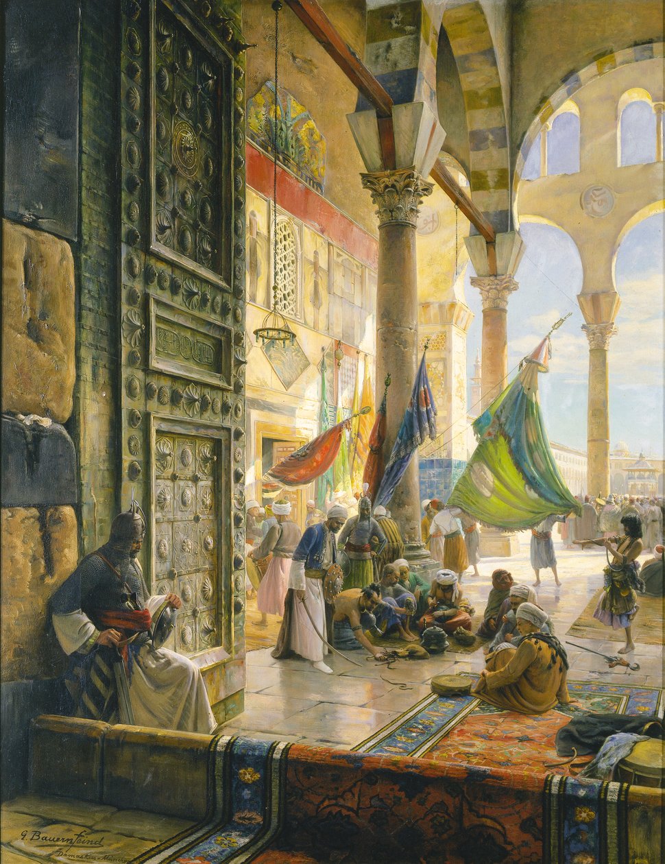 Pátio da mesquita Ummayad, Damasco, 1890 de Gustave Bauernfeind