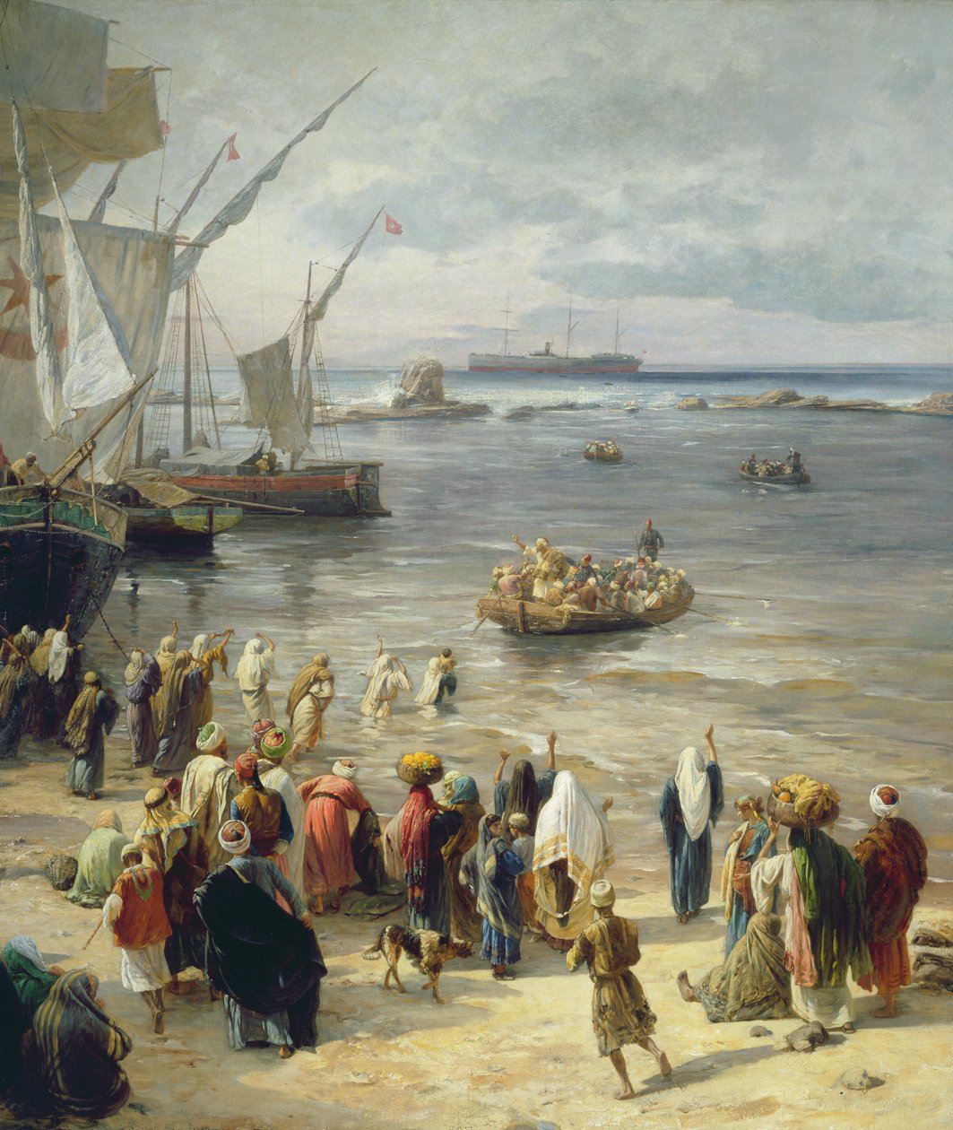 Jaffa, Recrutamento de soldados turcos na Palestina, 1888 (detalhe certo de 226323) de Gustave Bauernfeind