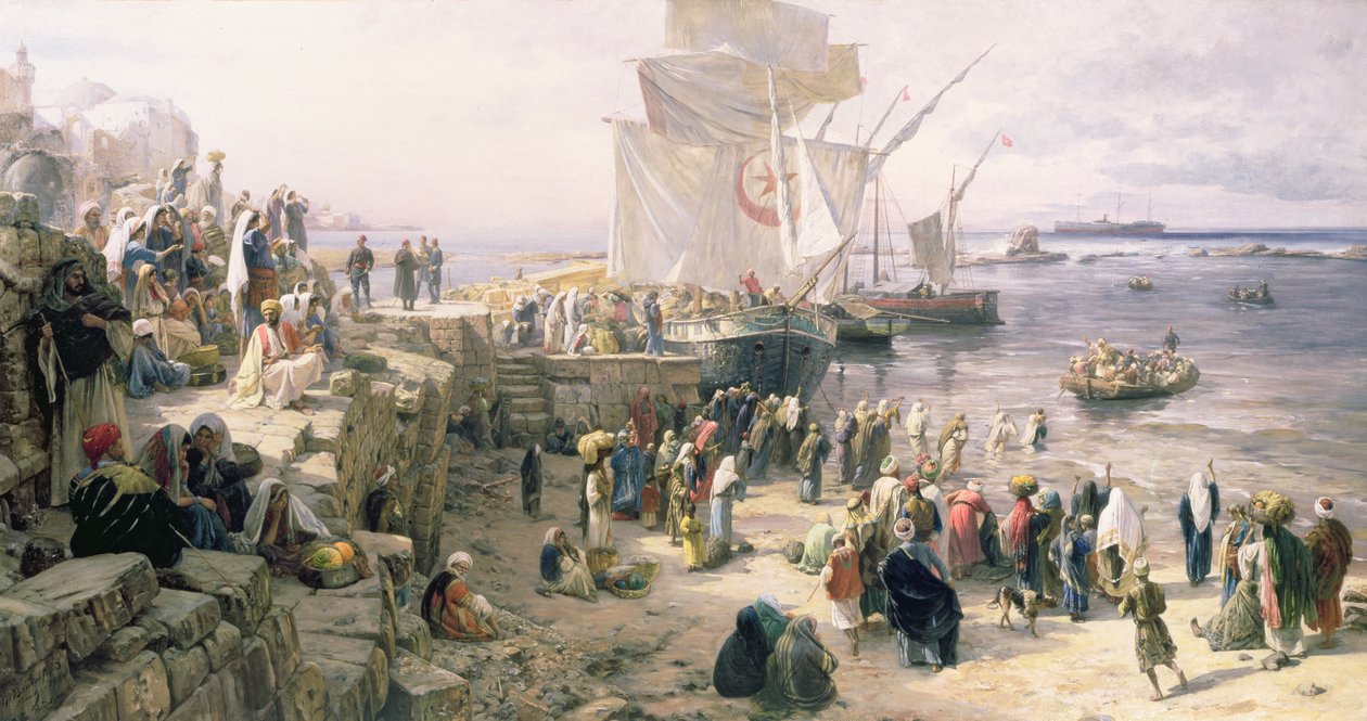 Jaffa, Recrutamento de soldados turcos na Palestina, 1888 (ver 226324 doe detail) de Gustave Bauernfeind