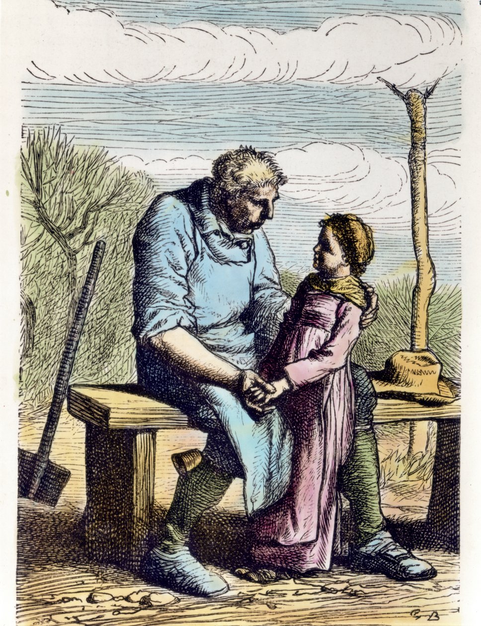 Cosette teve autorização de Os Miseráveis. 1865 (gravura) de Gustave Brion