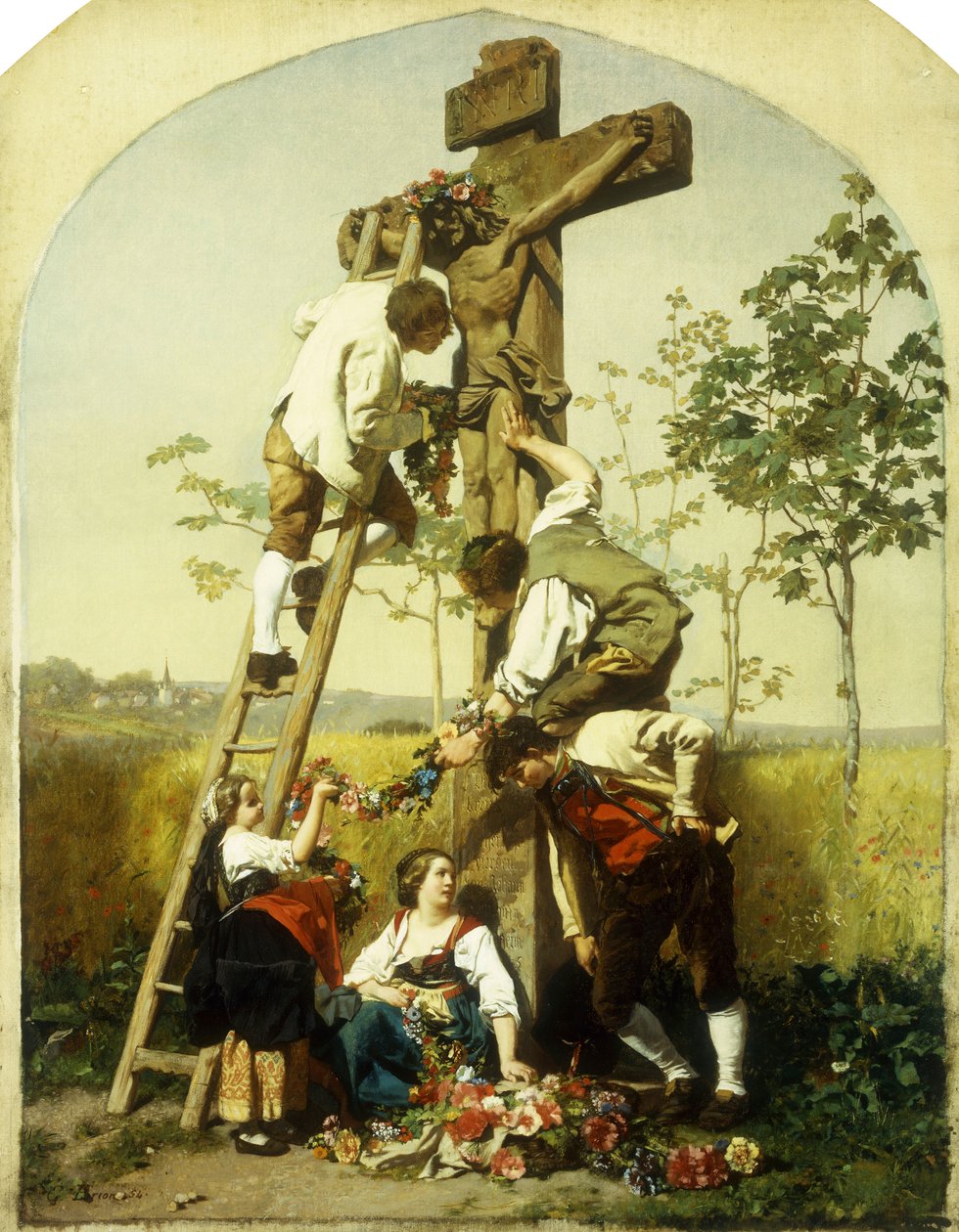 Decorando o Santuário, 1854 de Gustave Brion
