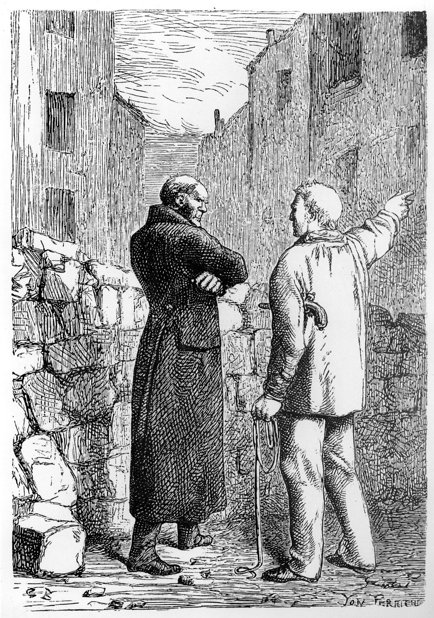 Jean Valjean Obtém sua vingança, ilustração de &39;Les Miserables&39; por Victor Hugo (1802-85) gravada por Jules Perrichon (1836-97) de Gustave Brion