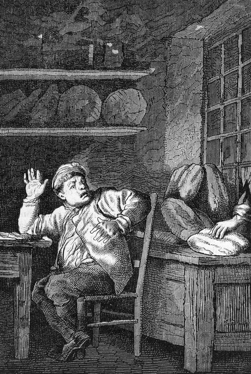 Le vol de Jean Valjean - em "Les Miserables" de Victor Hugo, doente. de Brion, ed. Hetzel e Lacroix de Gustave Brion