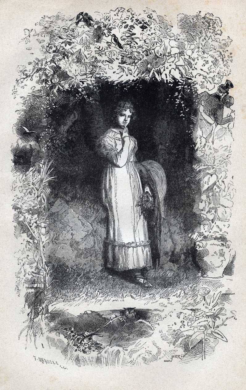 Retrato de Fantine in love de Tholomyes - Ilustração de Gustave Brion (1824-1877) para "The Miserables - First part": Fantine" de Victor Hugo (1802-1885) 1862 de Gustave Brion