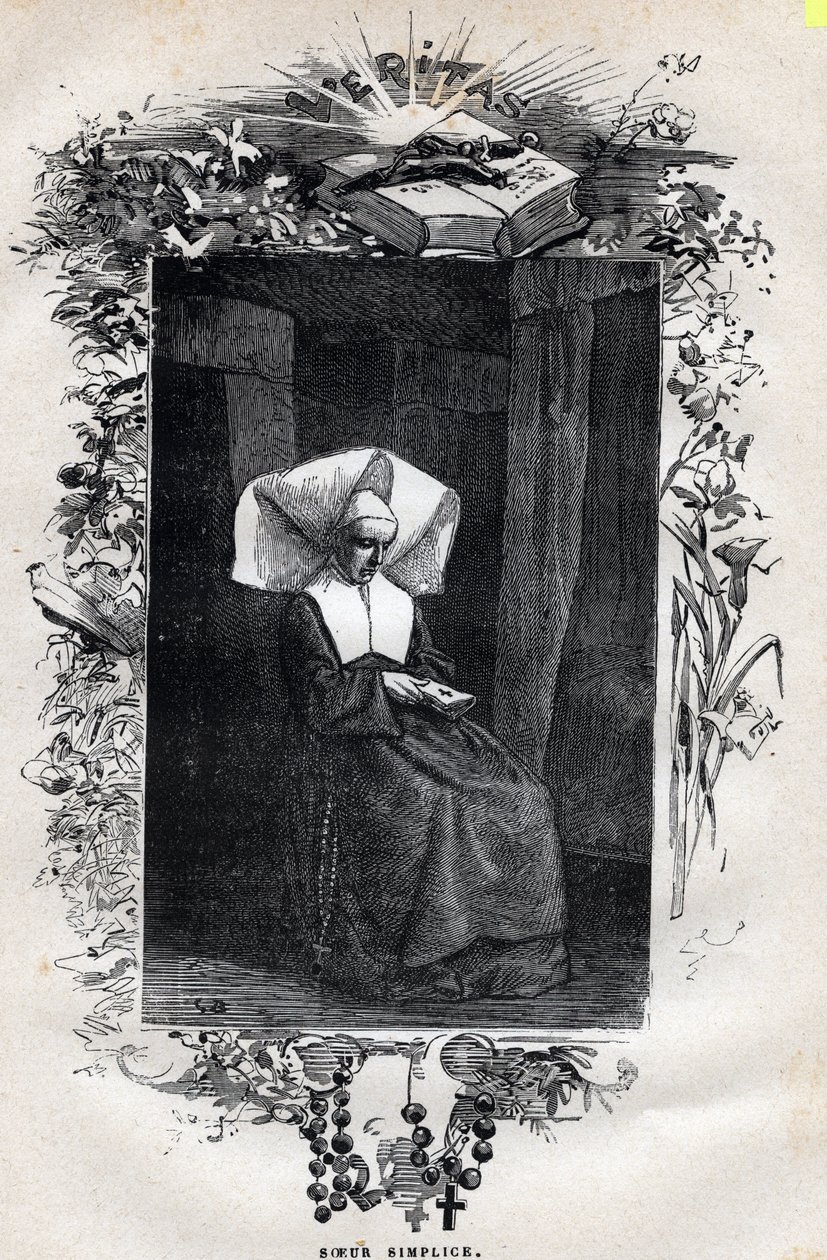 Retrato da Irmã Simplice - Ilustração de Gustave Brion (1824-1877) para "The Miserables - First part": Fantine" de Victor Hugo (1802-1885) 1862 de Gustave Brion
