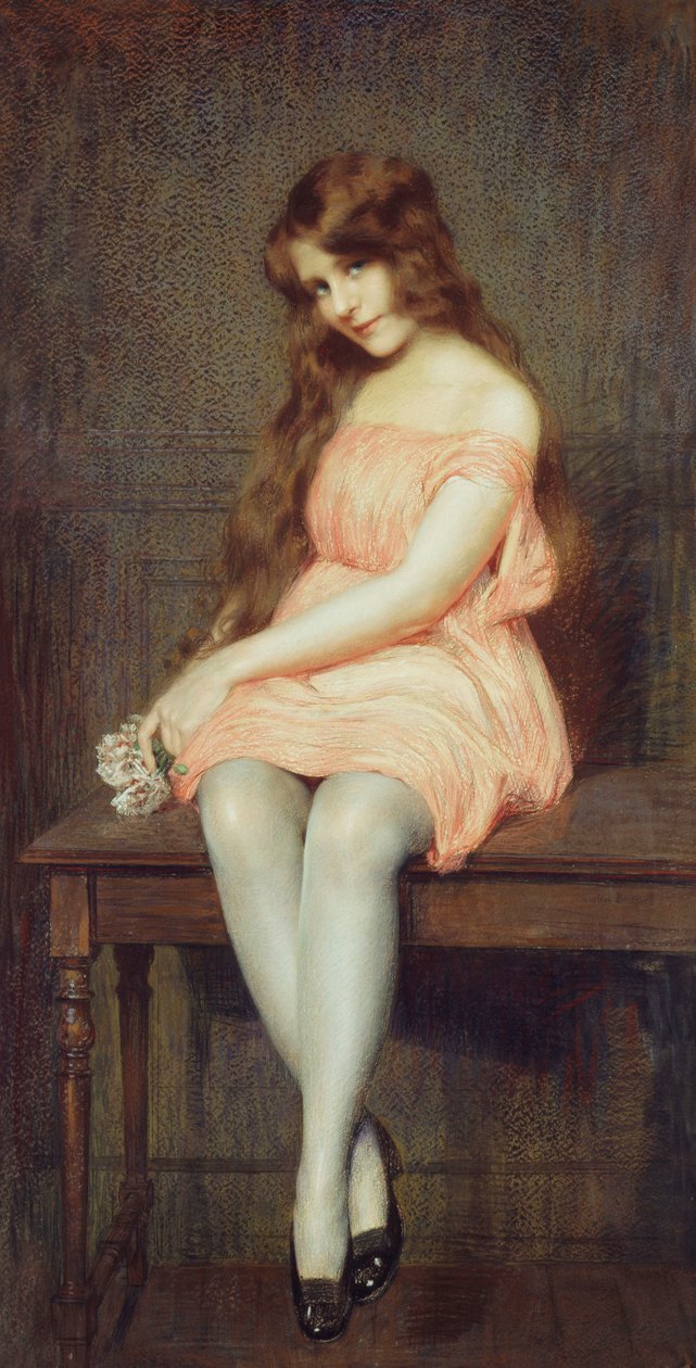 Moça em um vestido vermelho de Gustave Brisgand