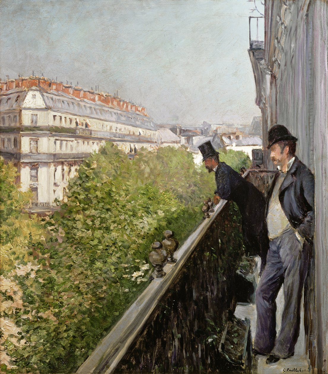 Uma Varanda, Boulevard Haussmann, 1880 de Gustave Caillebotte