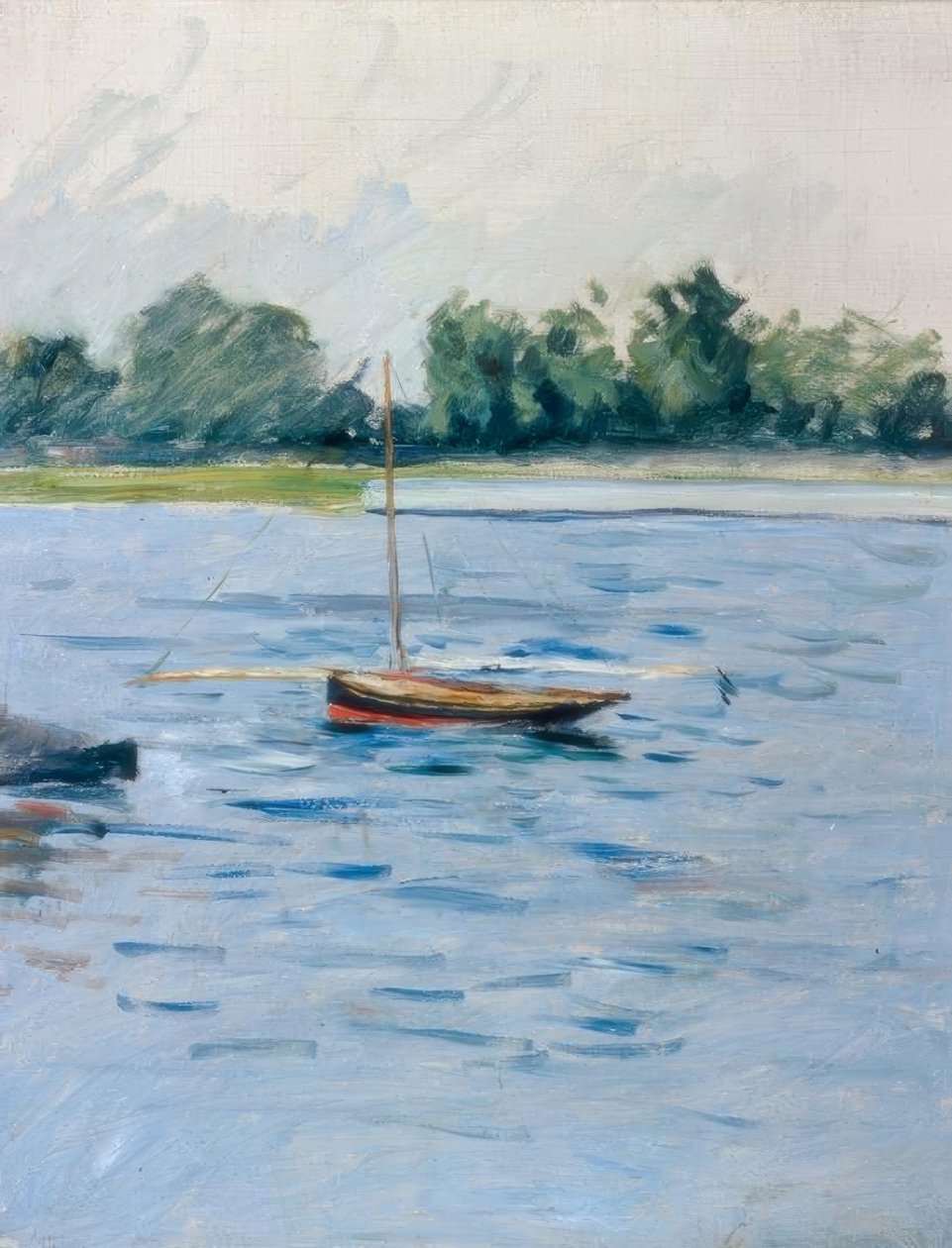 Barco ancorado no Sena de Gustave Caillebotte