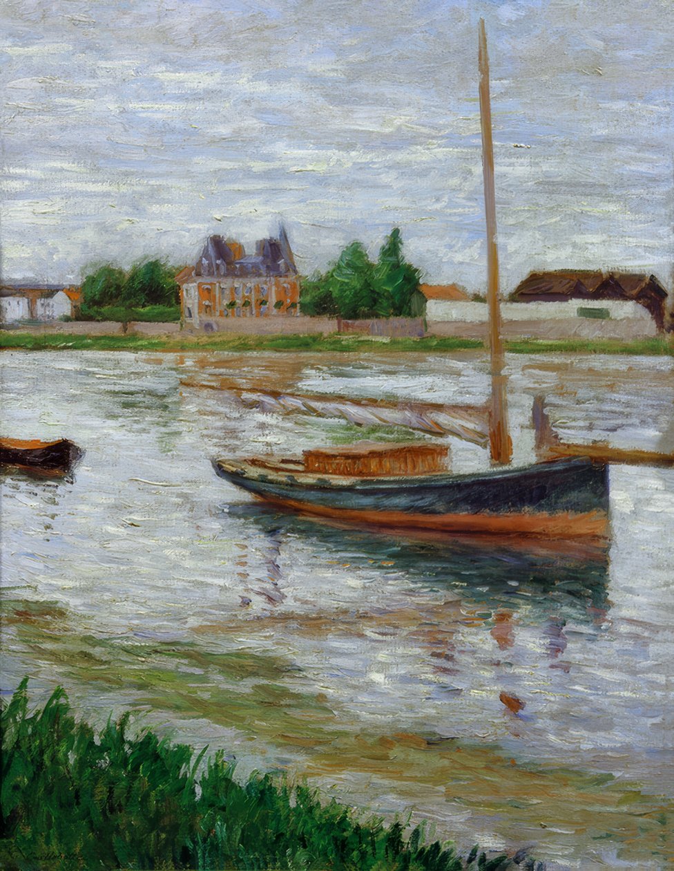 Barco ancorado no Sena em Argenteuil de Gustave Caillebotte