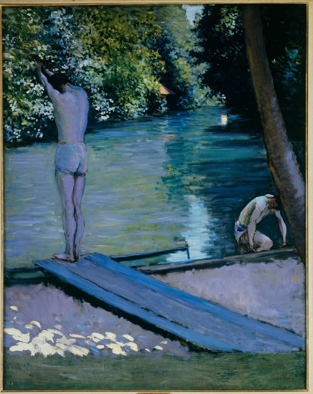 Banhista prestes a mergulhar no rio Lyerres de Gustave Caillebotte