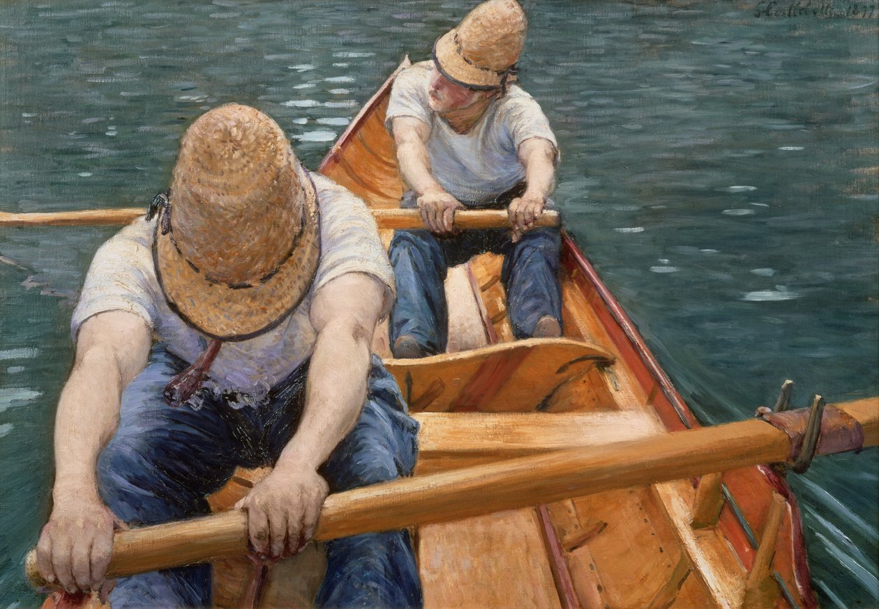 Velejadores Remando no Yerres, 1877 de Gustave Caillebotte