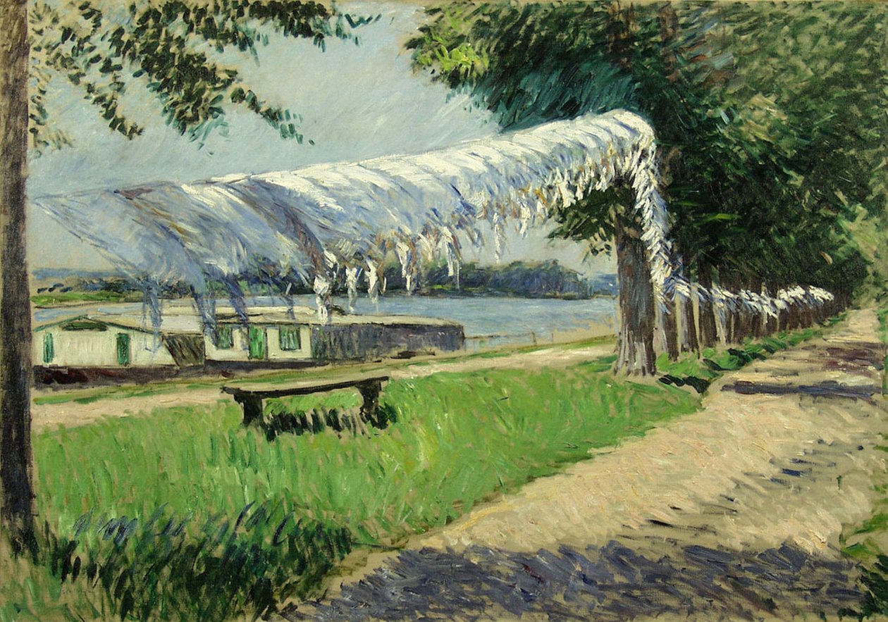 Secagem de roupa na margem do Sena, Petit Gennevilliers de Gustave Caillebotte
