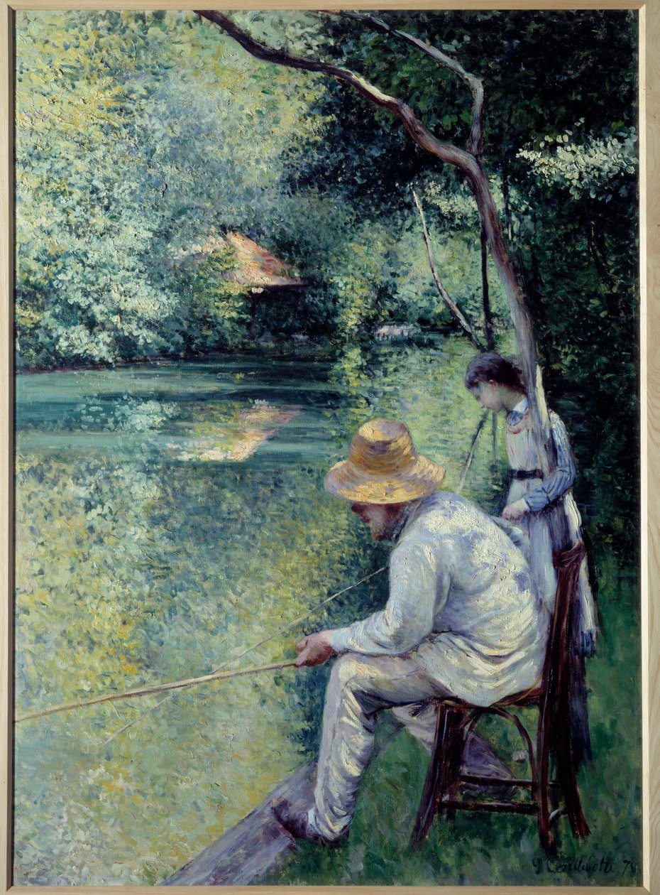 A pesca tem a linha. Pintura de Gustave Caillebotte (1848-1894) de Gustave Caillebotte