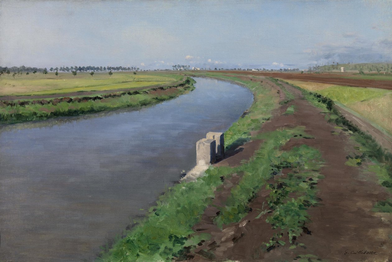 Francês:  Bord de canal, près de Naples Bancos de um canal, perto de Nápoles de Gustave Caillebotte