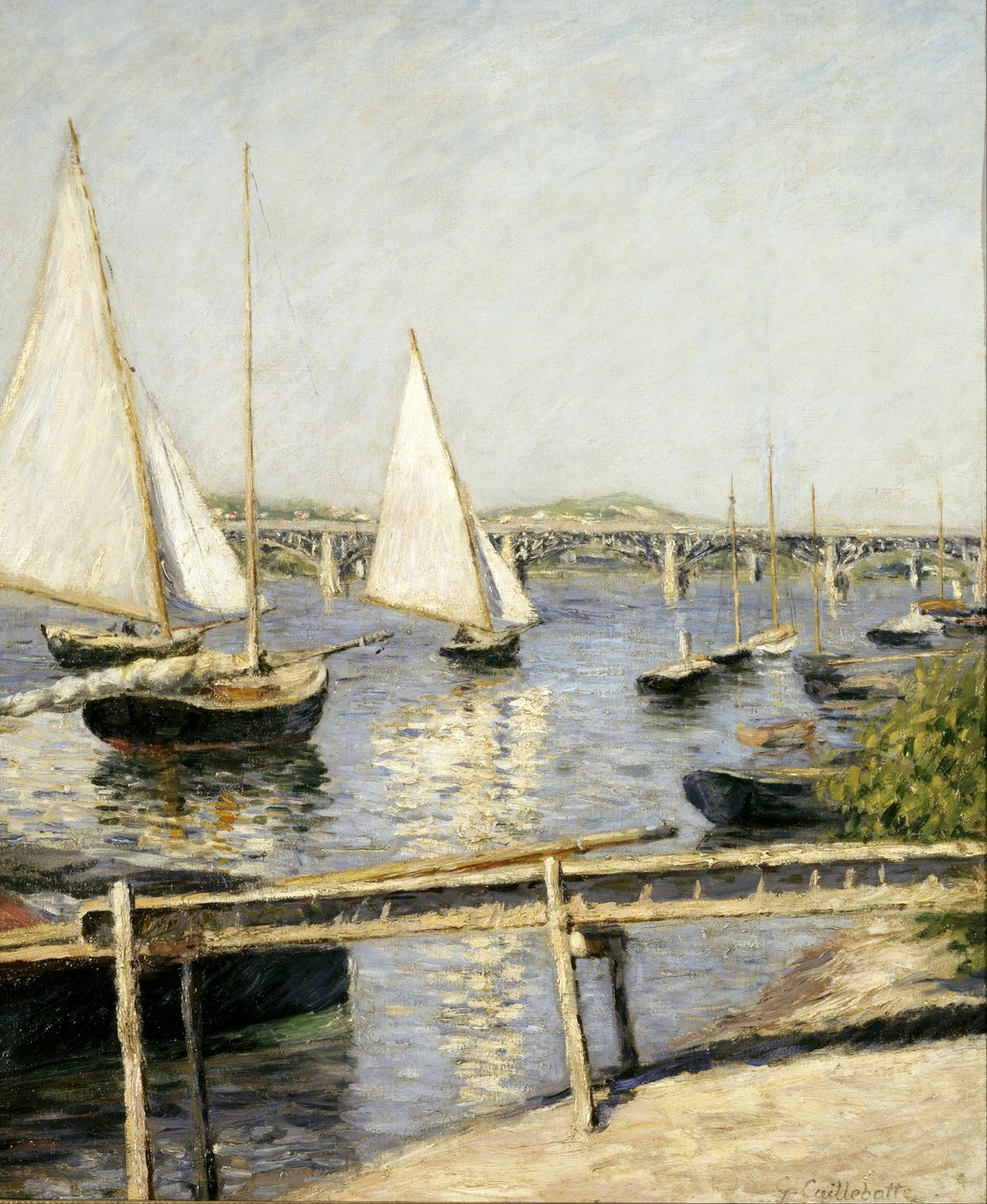 Francês: Voiliers a Argenteuil Veleiros em Argenteuil de Gustave Caillebotte