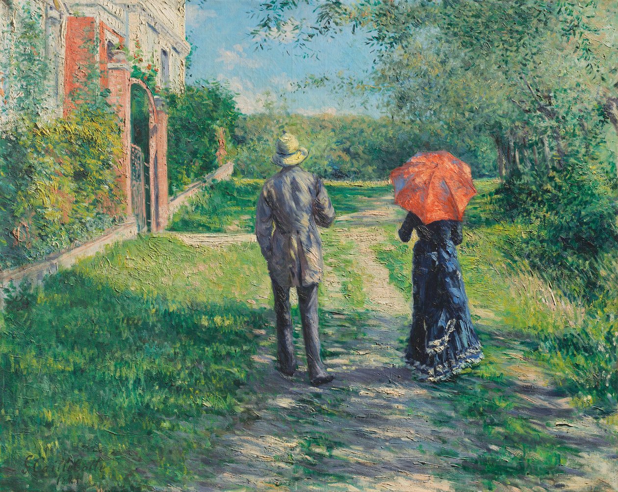 Alemão: Casal a percorrer o caminho em subida de Gustave Caillebotte