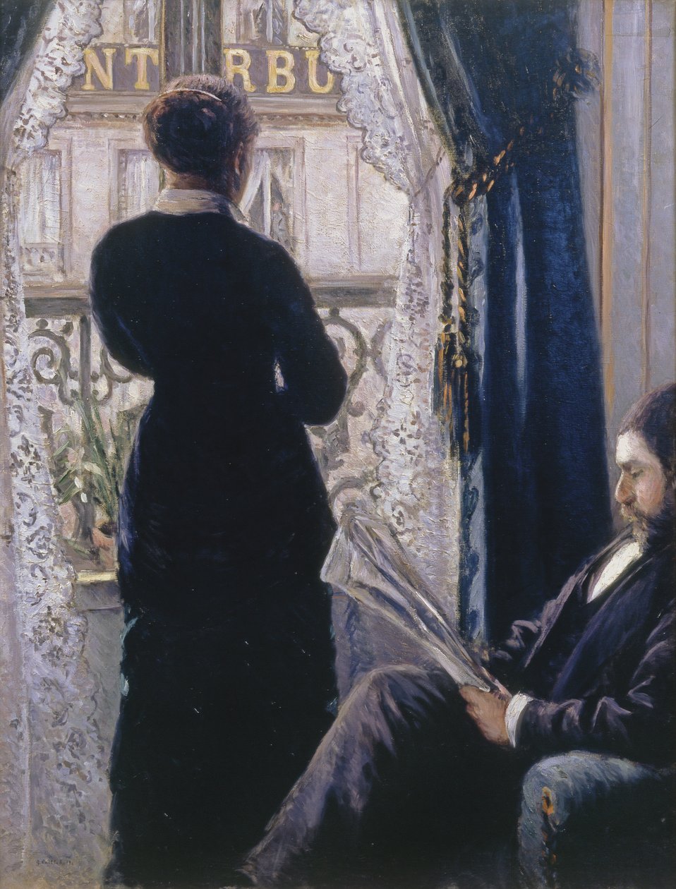 Interior.Mulher à janela de Gustave Caillebotte