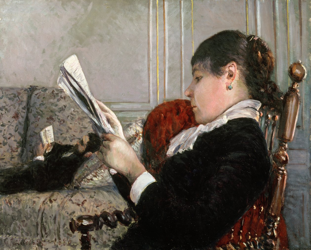 Interior, leitura da mulher, 1880 de Gustave Caillebotte
