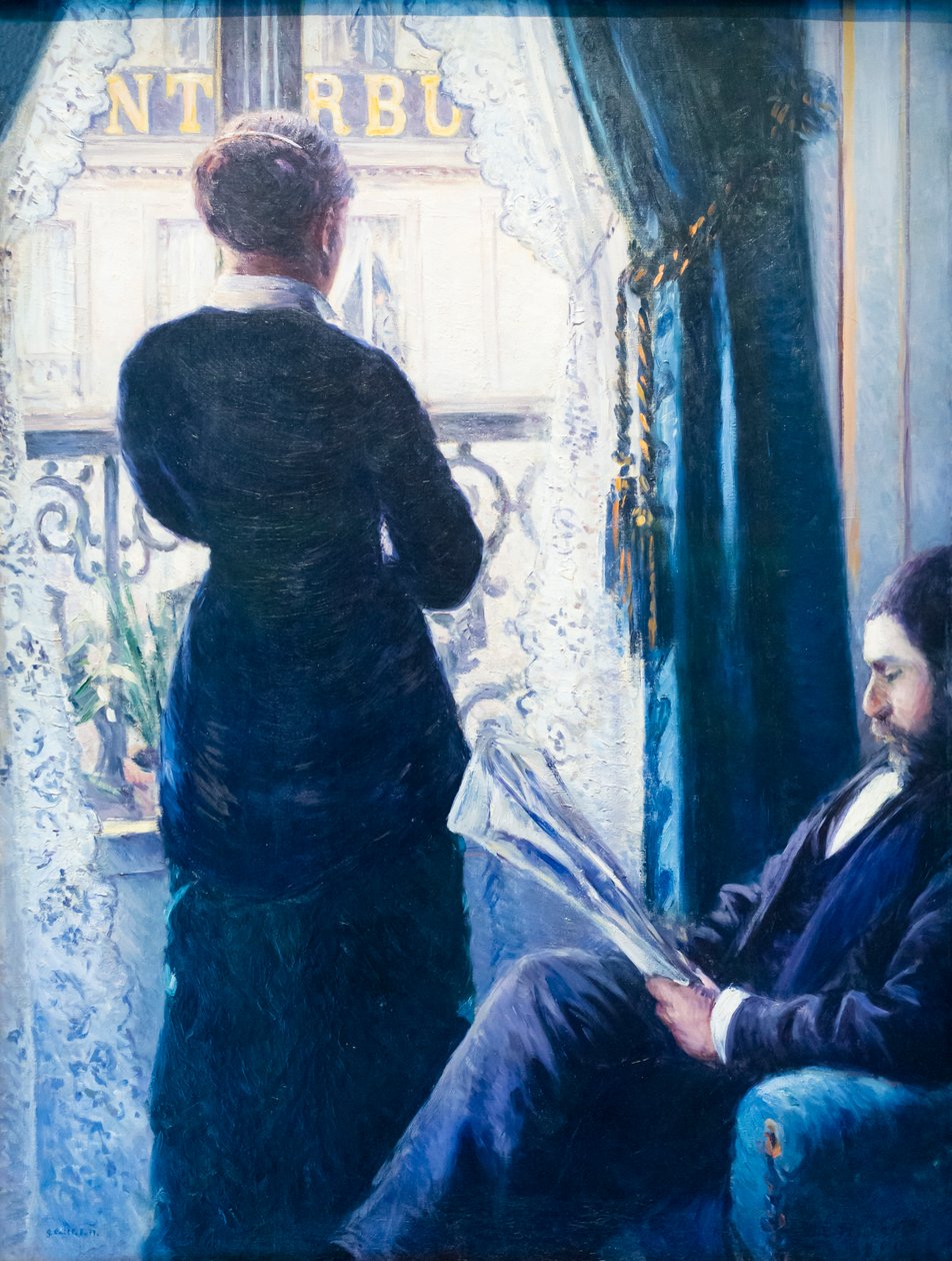 Interior, mulher à janela, c. 1880 (óleo sobre tela) de Gustave Caillebotte