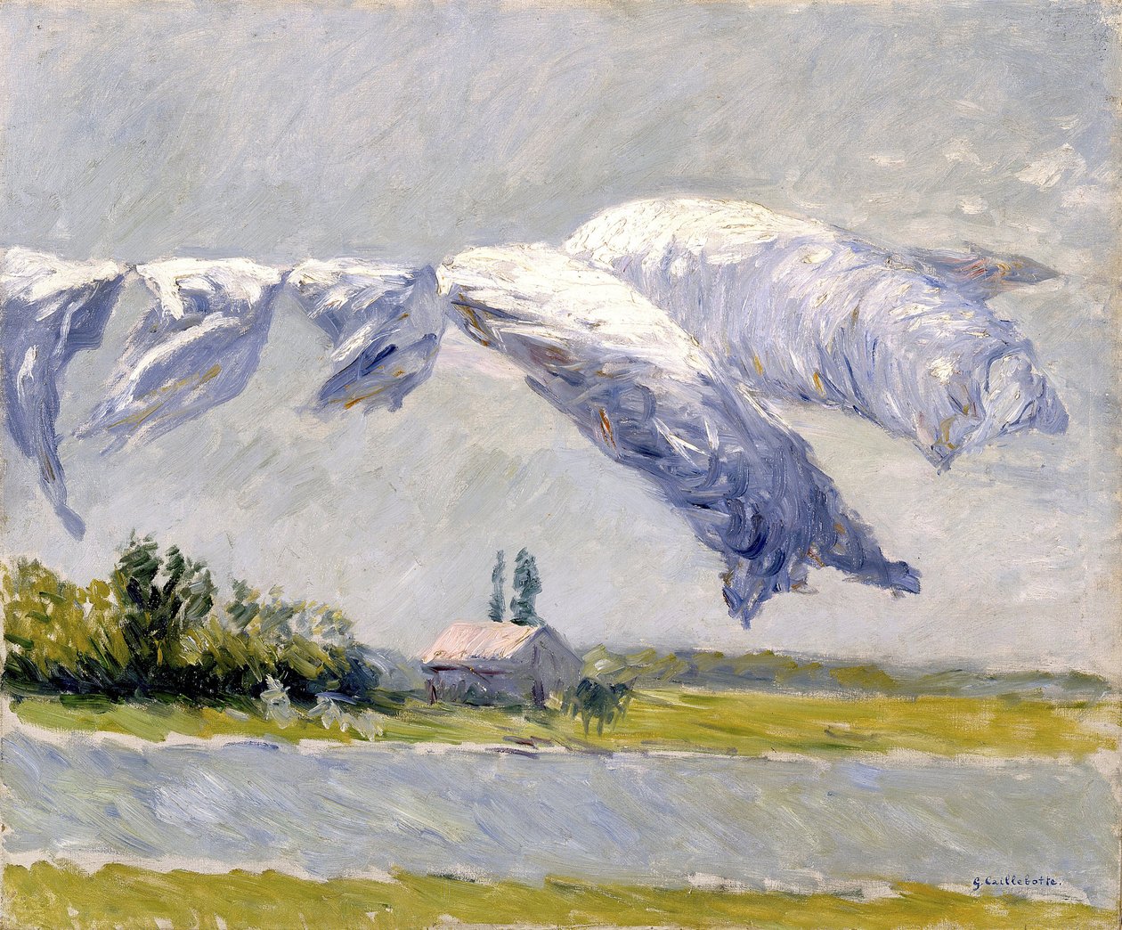 Lavagem de roupa, Petit Gennevilliers - Gustave Caillebotte (1848-1894). Óleo sobre tela de Gustave Caillebotte