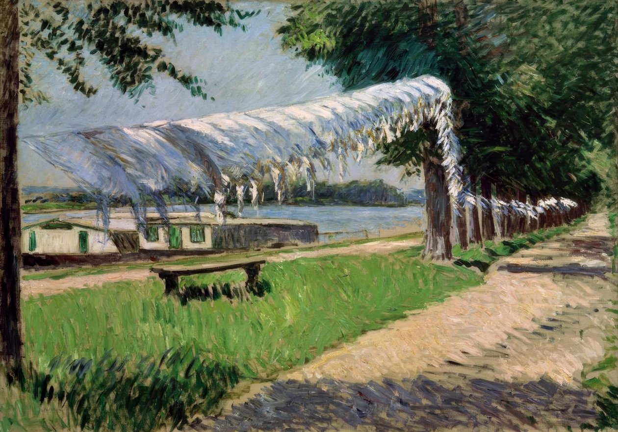 Secagem de roupa nas margens do Sena, Petit Gennevilliers de Gustave Caillebotte