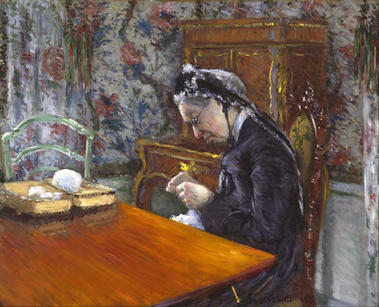 Mademoiselle Boissière a fazer malha de Gustave Caillebotte