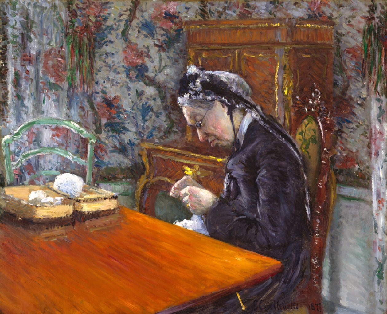 Mademoiselle Boissiere Knitting, 1877 de Gustave Caillebotte