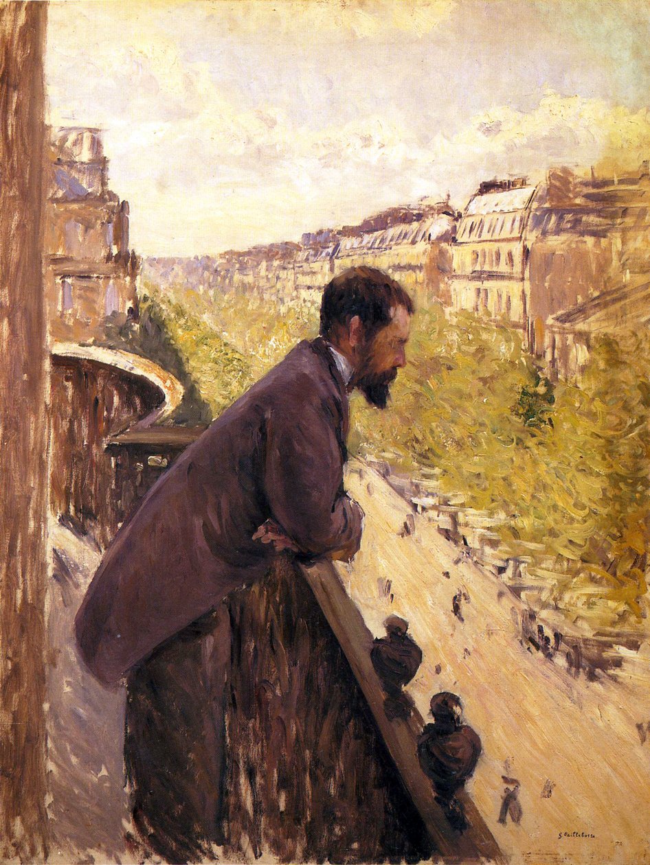 Homem numa varanda de Gustave Caillebotte