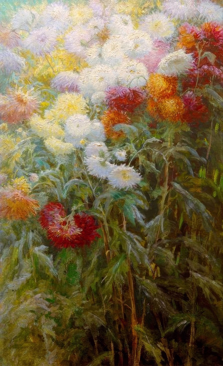 Massa de crisântemos, jardim de Petit Gennevilliers de Gustave Caillebotte