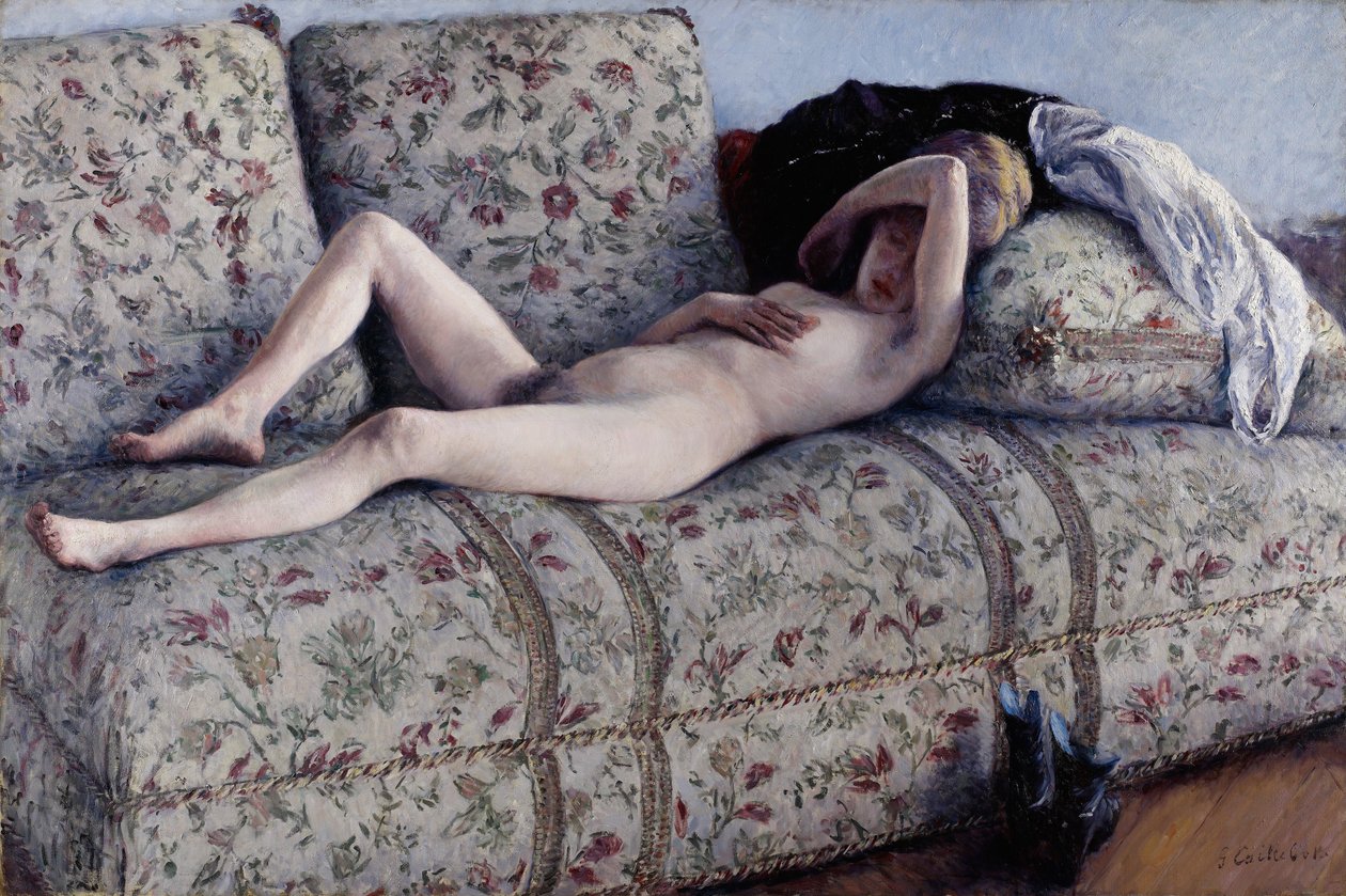 Nu num sofá de Gustave Caillebotte