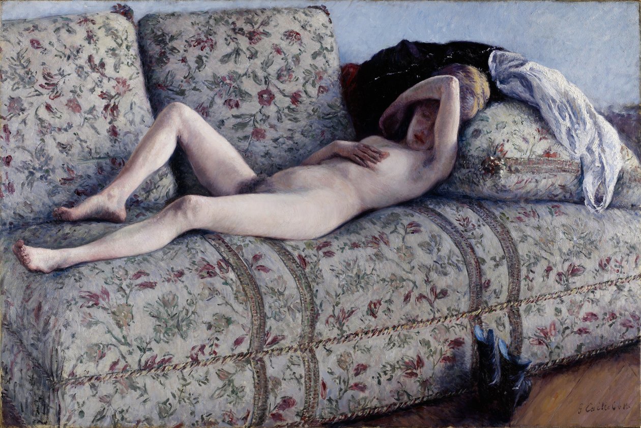 Nu num sofá de Gustave Caillebotte