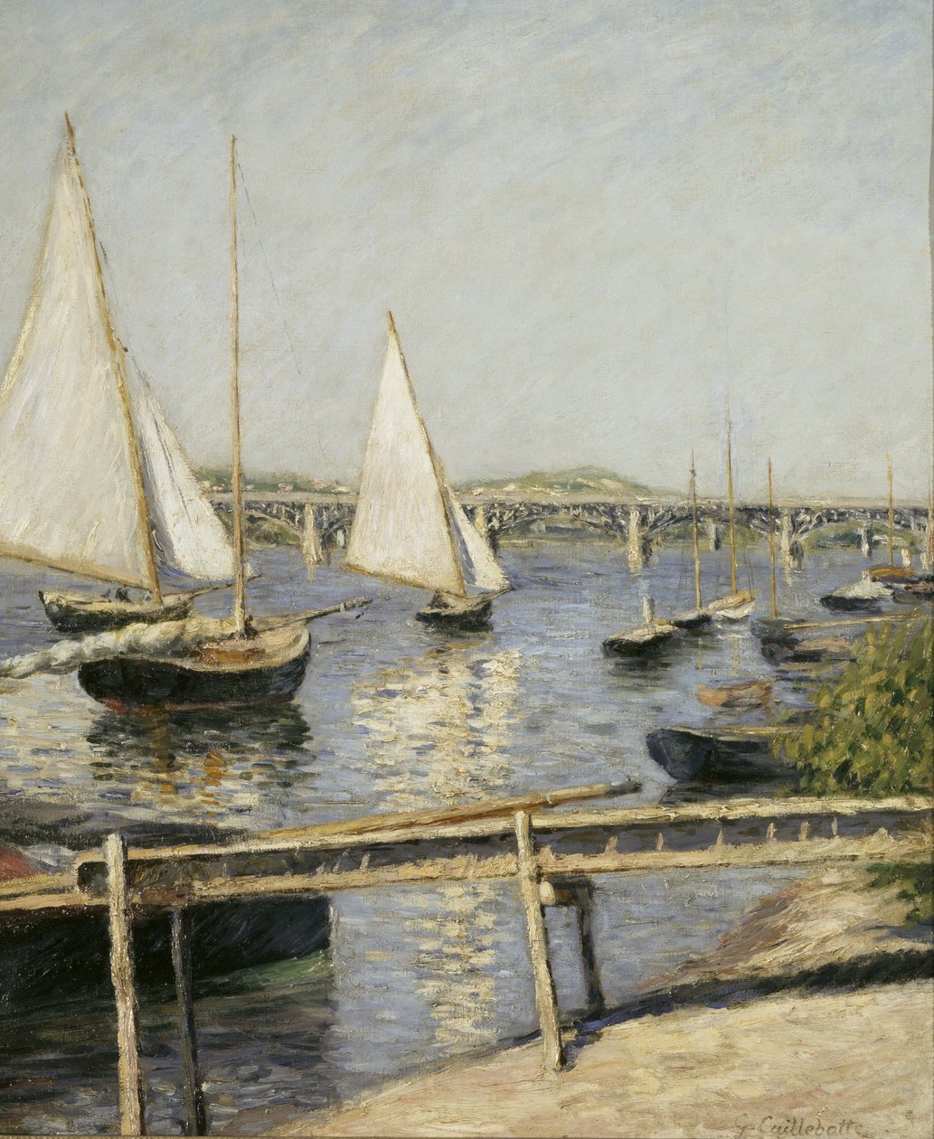 Barcos à vela em Argenteuil, c. 1888 de Gustave Caillebotte