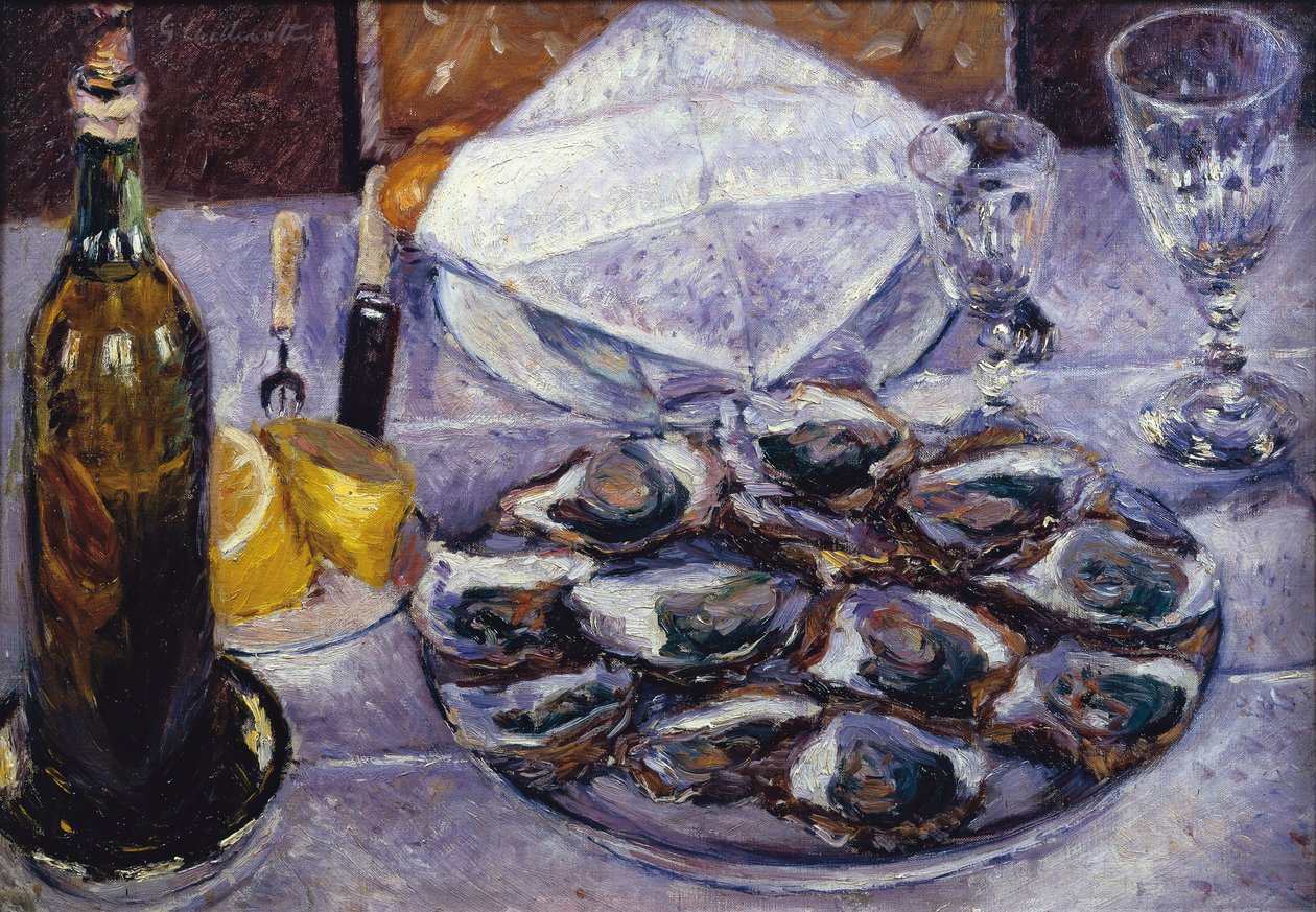 Ainda vida com ostras, 1881 de Gustave Caillebotte