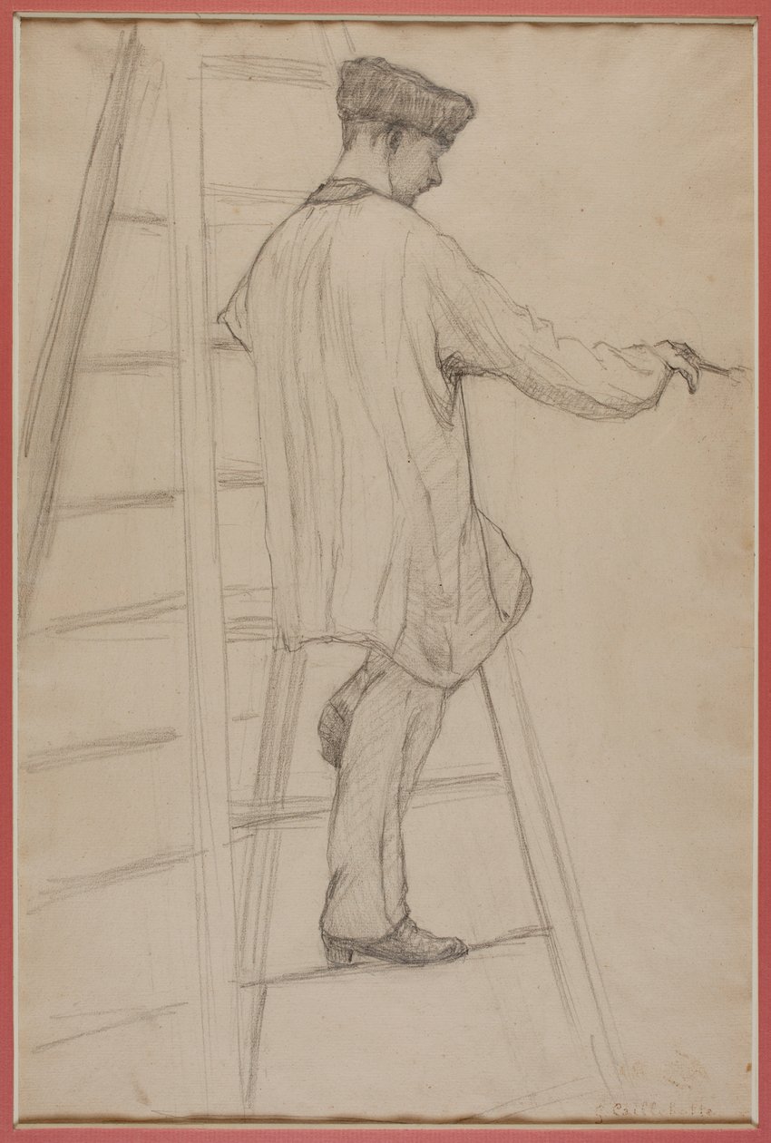Estudo para pintores de casas: Homem numa escada de Gustave Caillebotte