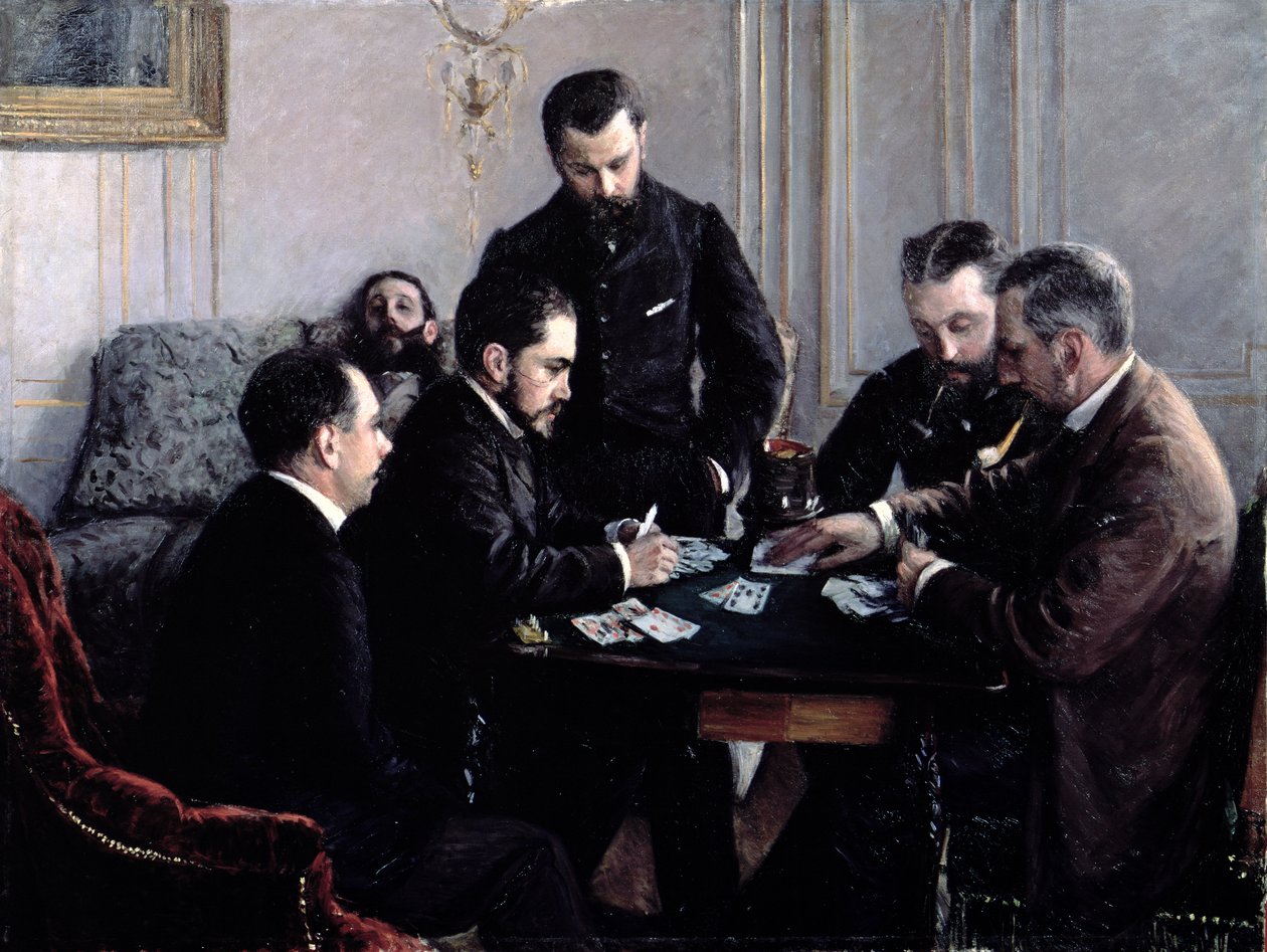 O jogo de Bezique, 1881 de Gustave Caillebotte