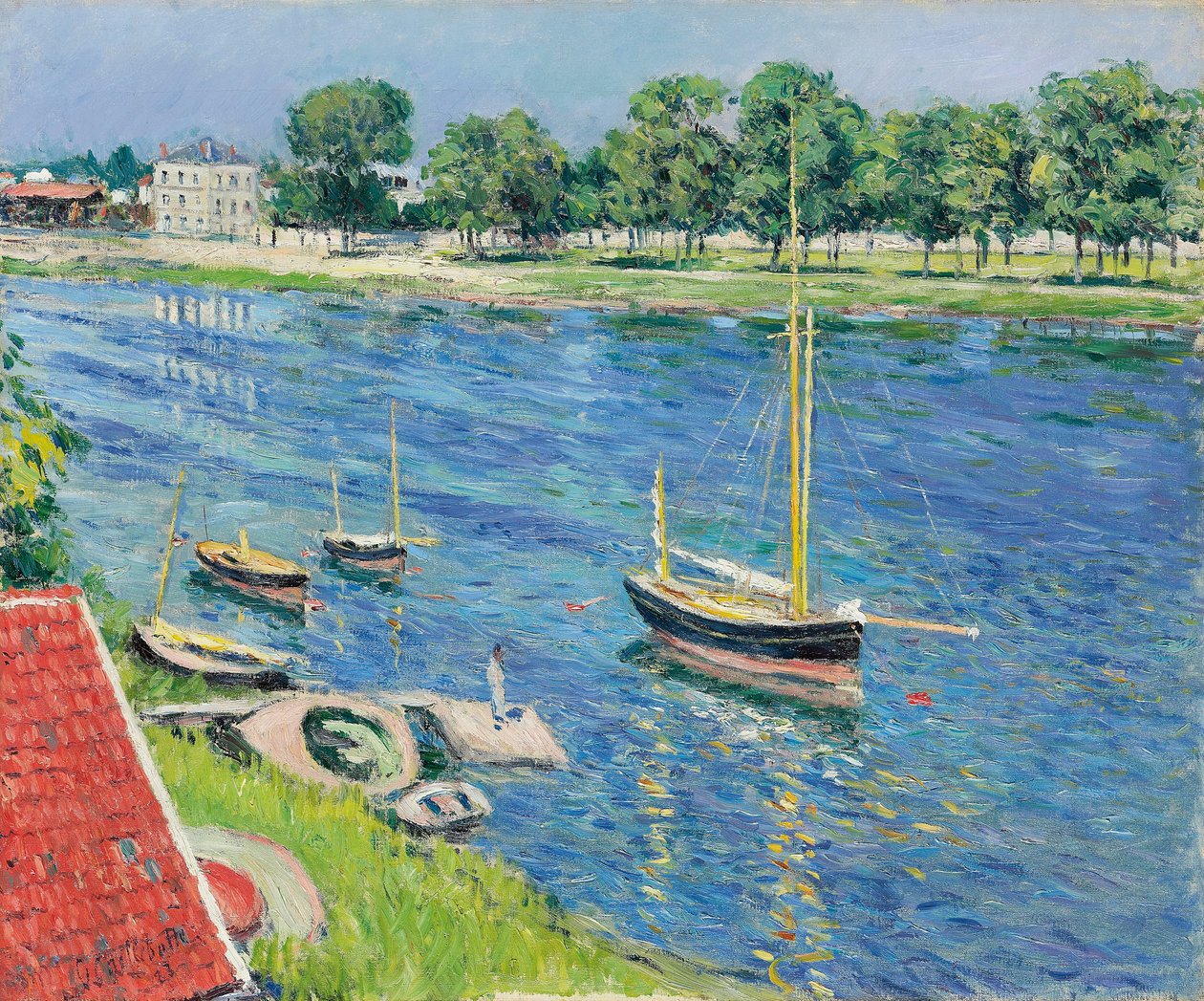 O Sena em Argenteuil, Barcos ancorados; O Sena em Argenteuil, barcos ancorados, 1883 de Gustave Caillebotte