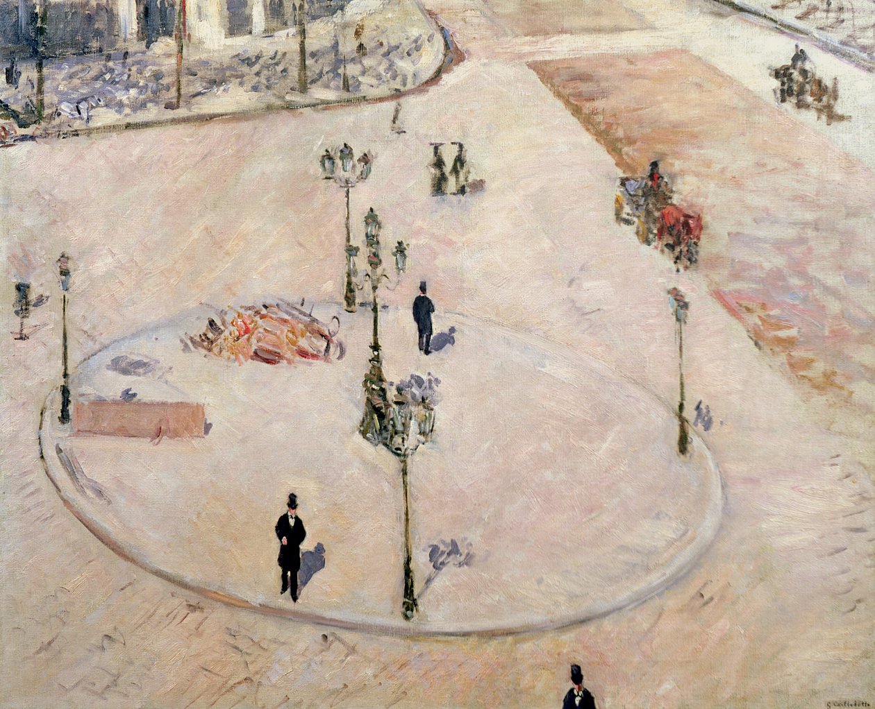 Ilha de tráfego no Boulevard Haussmann, 1880 de Gustave Caillebotte
