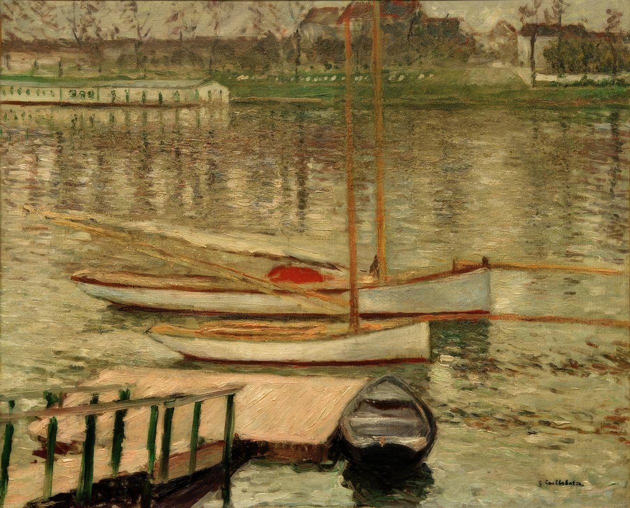 Veleiros ancorados no Sena de Gustave Caillebotte