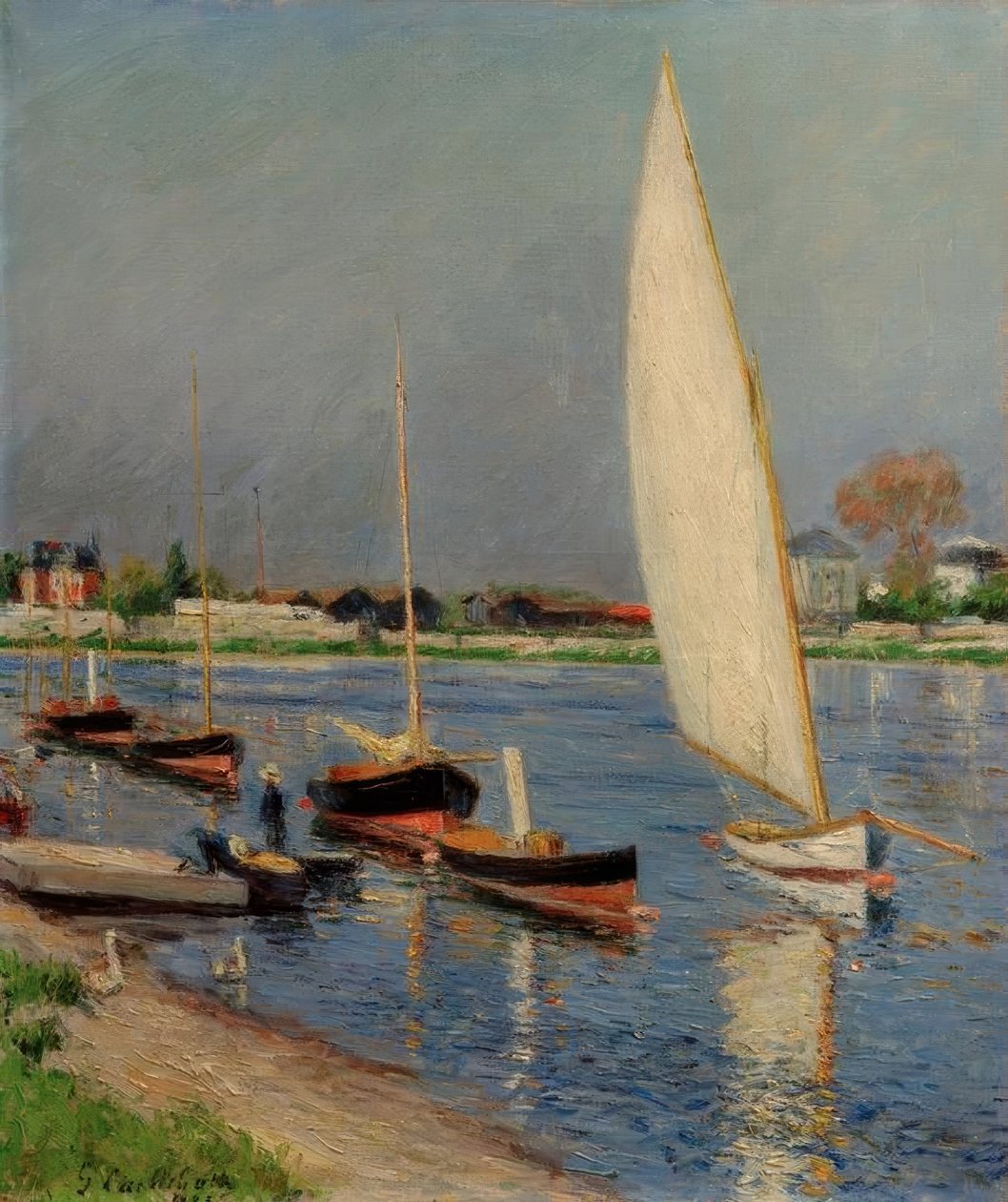 Veleiros no Sena em Argenteuil de Gustave Caillebotte