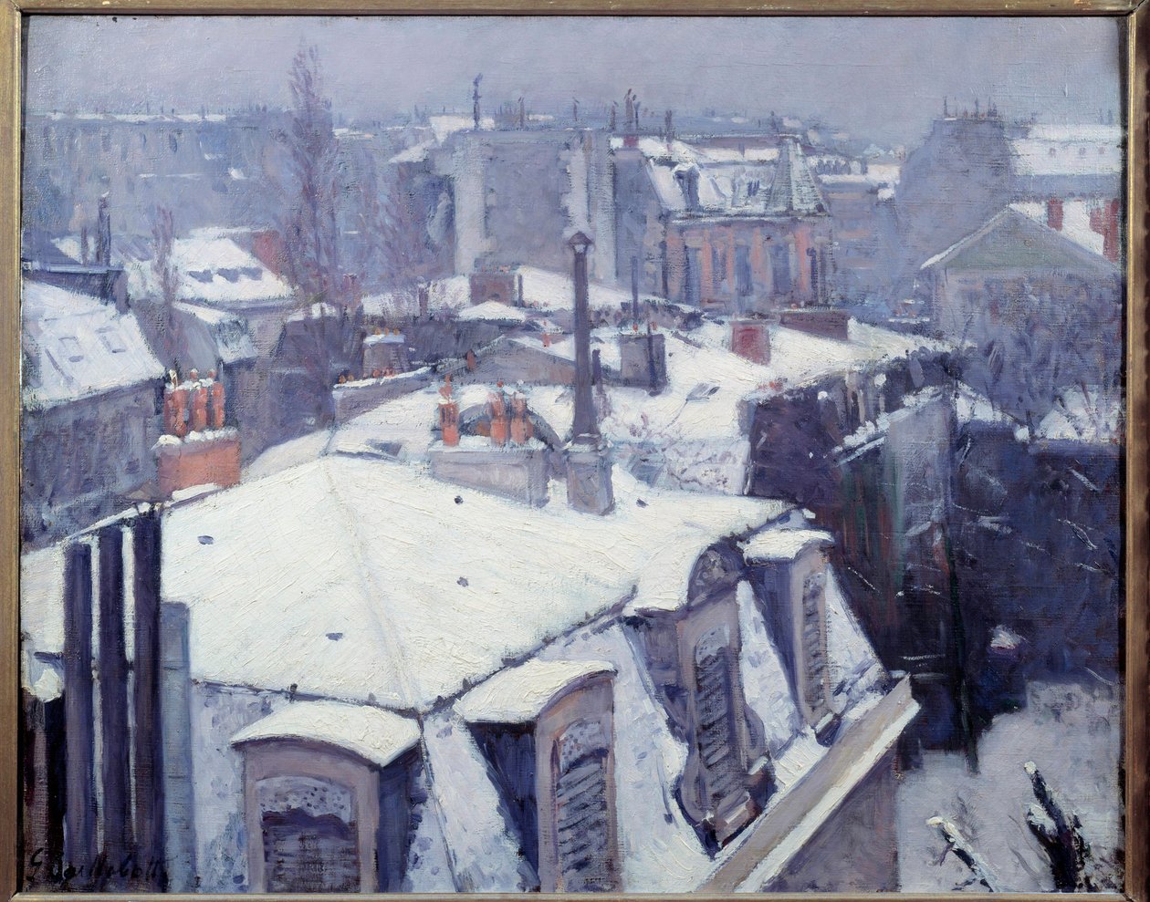 Vue des roofs (effet de neige) a Paris Painting by Gustave Caillebotte (1848-1894) 1878 Sun. 0,64x0,82 m Paris, musee d