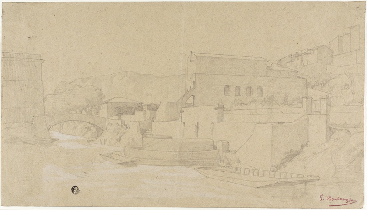 Cidade italiana em um rio de Gustave Clarence Rodolphe Boulanger