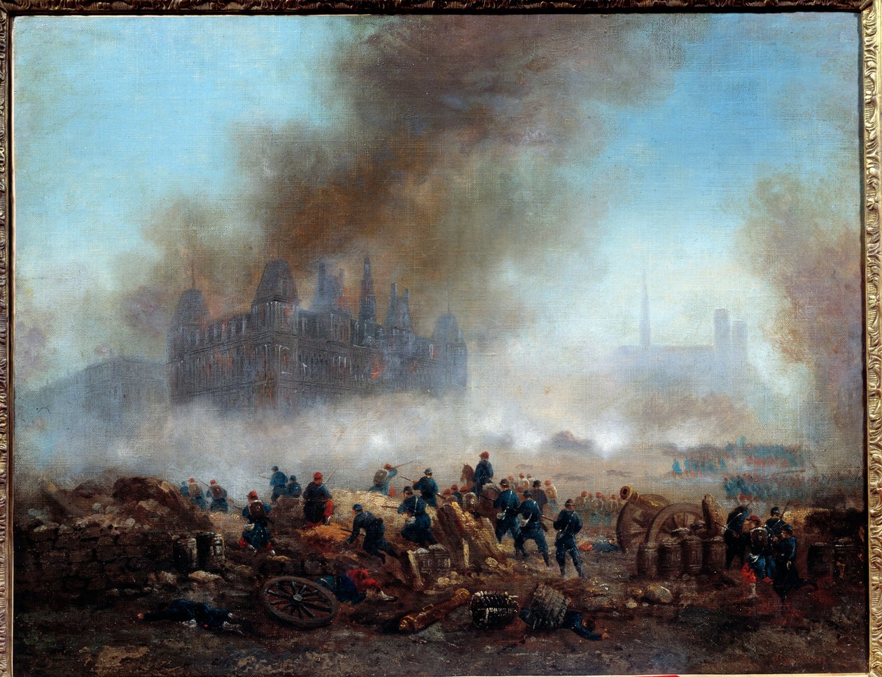 O incêndio na prefeitura, atacado pelas tropas de Versalhes (27 de maio de Gustave Clarence Rodolphe Boulanger