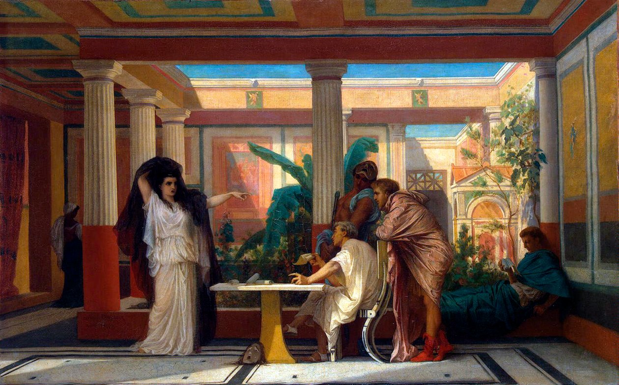 Ensaio Teatral na Casa de um Poeta da Roma Antiga", 1855. de Gustave Clarence Rodolphe Boulanger