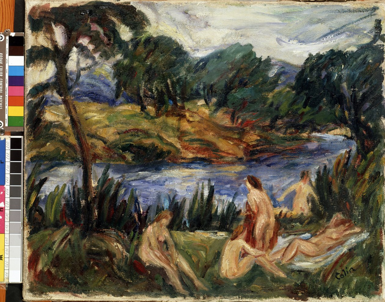 "Mulheres no rio" (Mulheres no rio) Pintura de Gustave Colin (1829-1910) Óleo sobre tela. Expressionismo. Museu de Belas Artes Mikalojus Konstantinas Ciurlionis, Kaunas, Lituânia de Gustave Colin