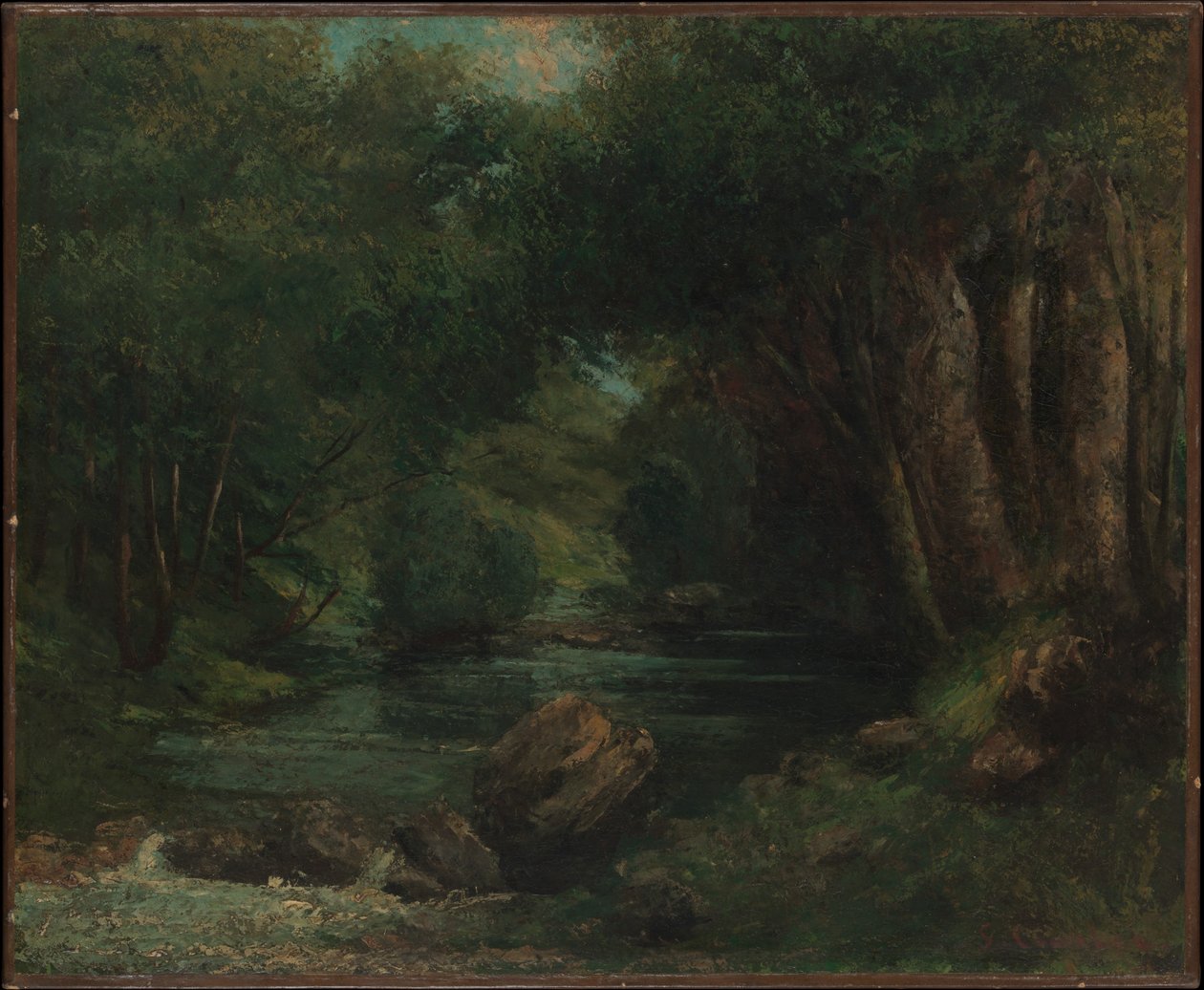 Um ribeiro na floresta de Gustave Courbet