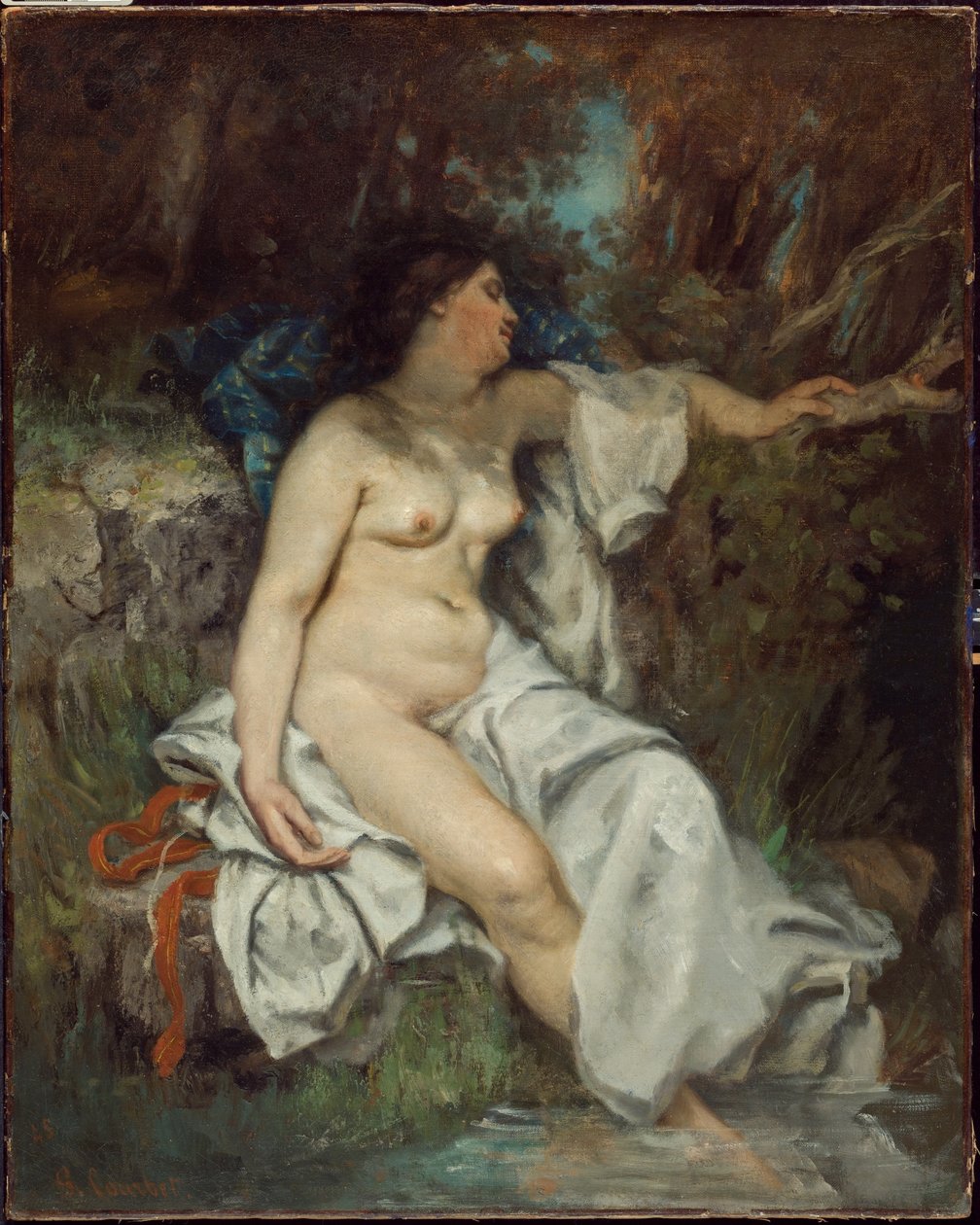 Banhista a dormir junto a um riacho de Gustave Courbet