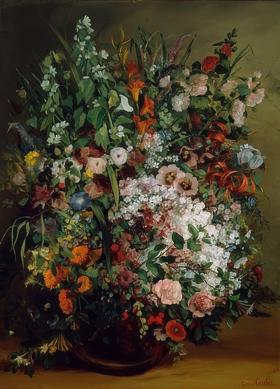 Buquê de flores em um vaso. 1862 de Gustave Courbet
