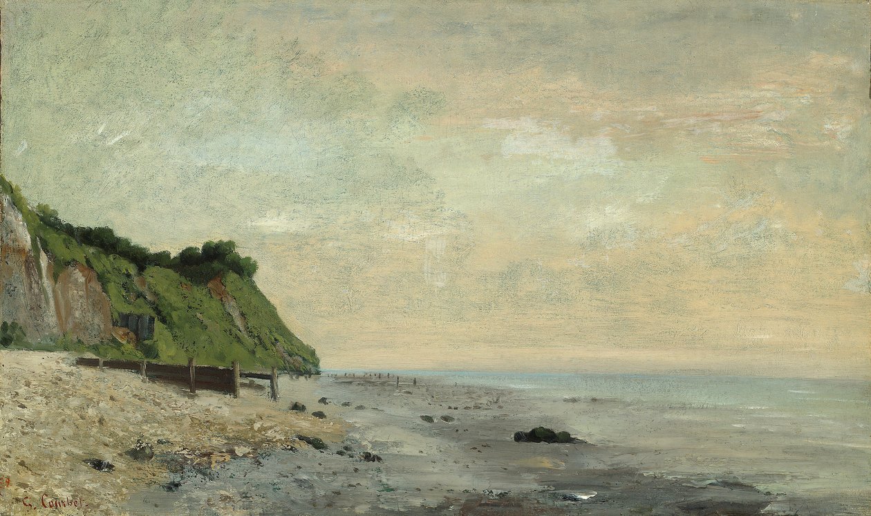 Cliffs on the Sea Coast: Small Beach, Sunrise Cliff on the Sea Coast, visto Small Beach... de Gustave Courbet