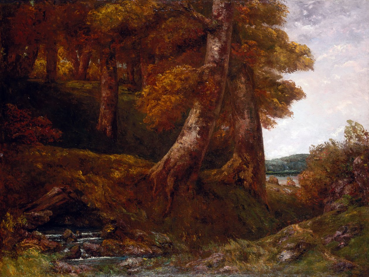 Entrando na Floresta, c.1855 (óleo sobre tela) de Gustave Courbet