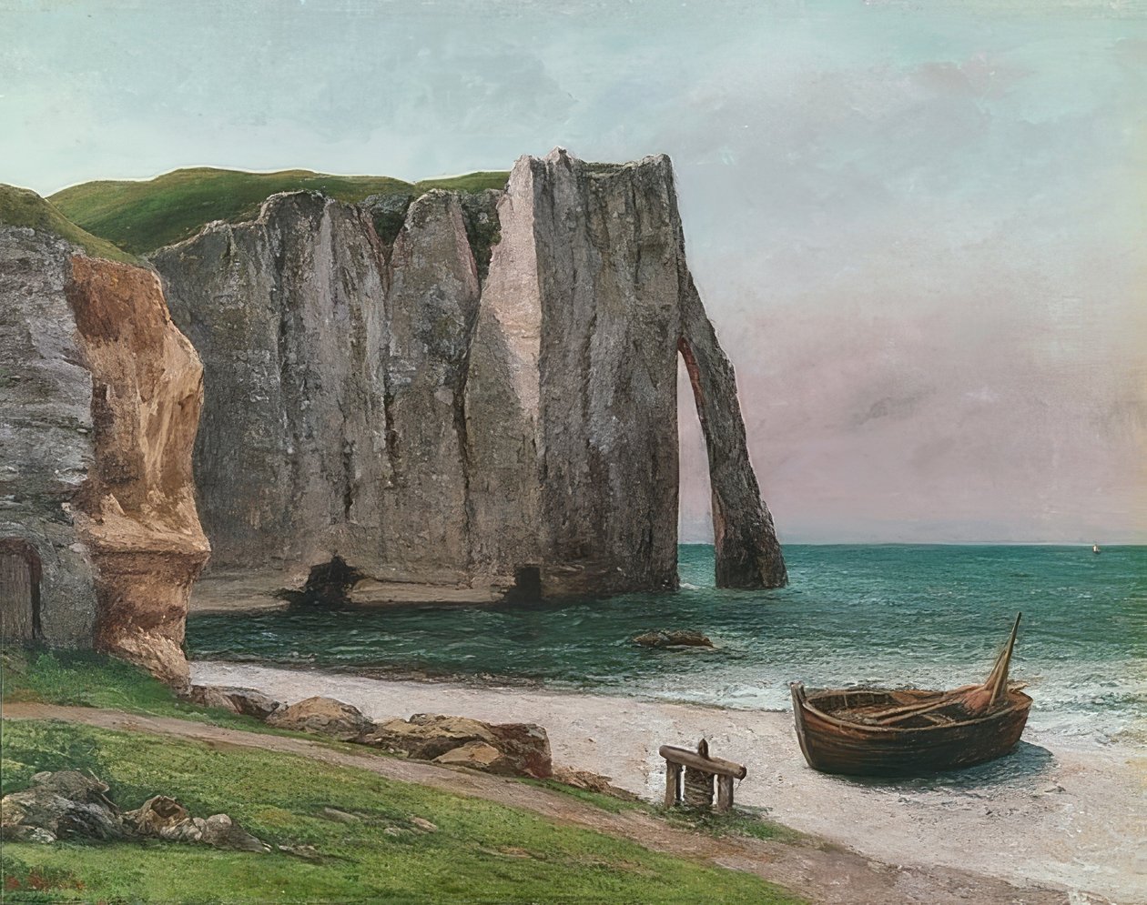 Felsen von Etretat (O penhasco de Etretat). Um 1869 de Gustave Courbet